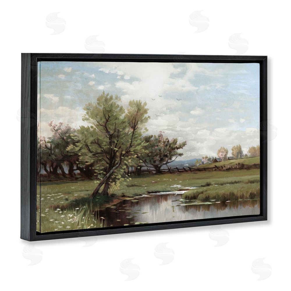 Lula Bijoux & co. Ecstatic Spring Landscape Black Floating Frame Canvas Wall Art Print