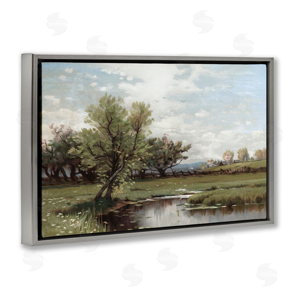 Lula Bijoux & co. Ecstatic Spring Landscape Gray Floating Frame Canvas Wall Art Print