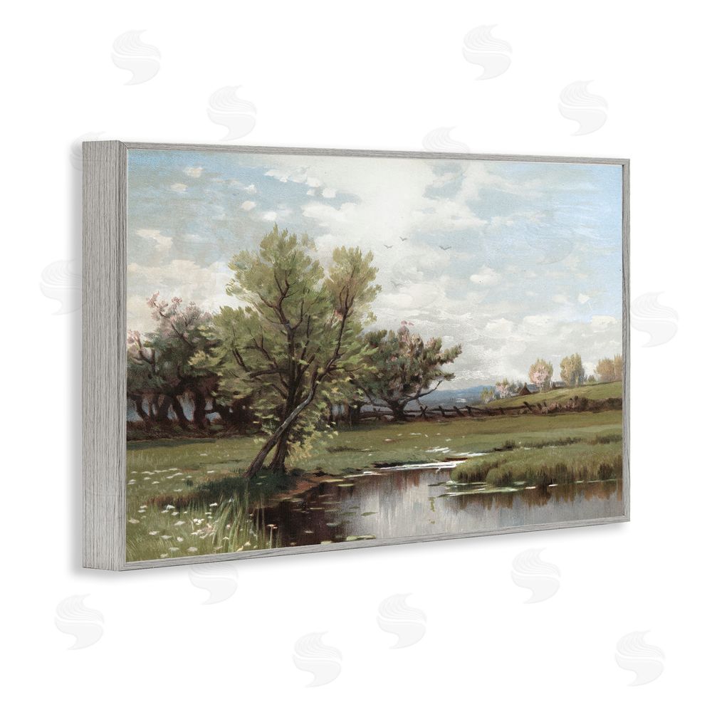 Lula Bijoux & co. Ecstatic Spring Landscape Gray Framed Giclee Wall Art Print