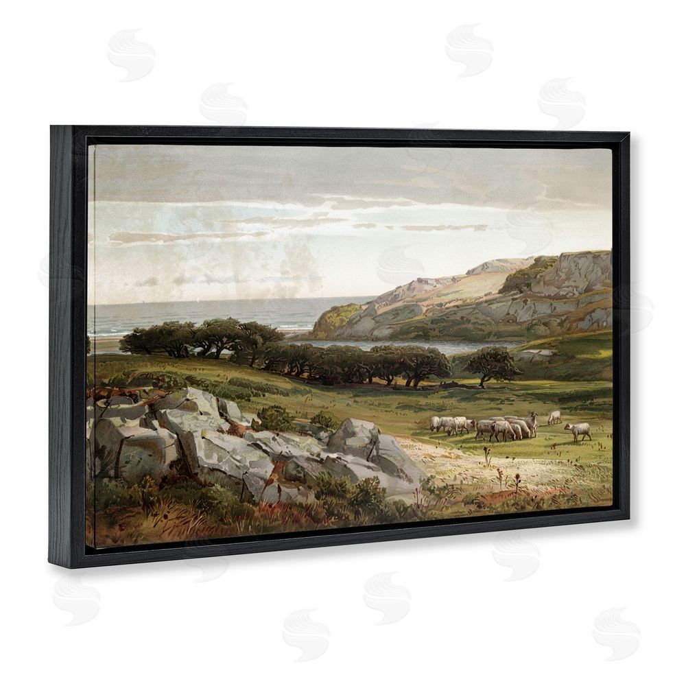 Lula Bijoux & co. Sheep in Passionate Landscape Black Floating Frame Canvas Wall Art Print