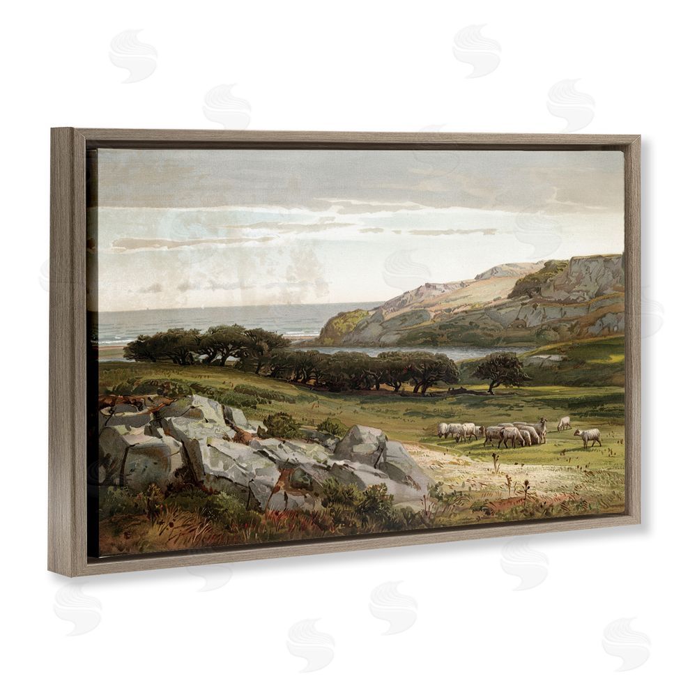Lula Bijoux & co. Sheep in Passionate Landscape Brown Floating Frame Canvas Wall Art Print