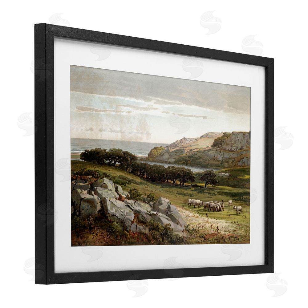 Lula Bijoux & co. Sheep in Passionate Landscape Black Framed Print Under Glass Wall Art