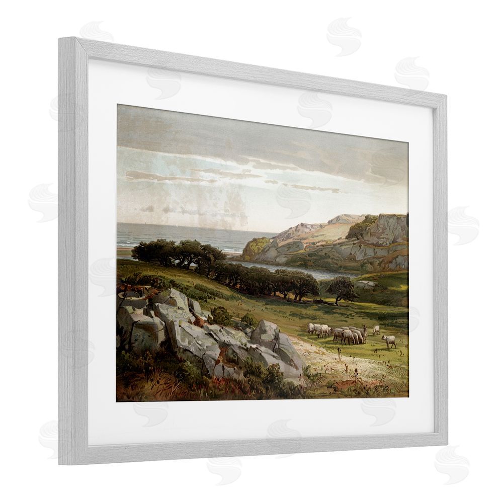 Lula Bijoux & co. Sheep in Passionate Landscape Gray Framed Print Under Glass Wall Art
