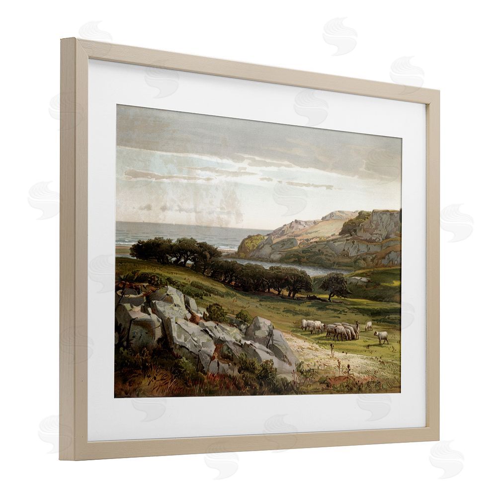 Lula Bijoux & co. Sheep in Passionate Landscape Brown Framed Print Under Glass Wall Art