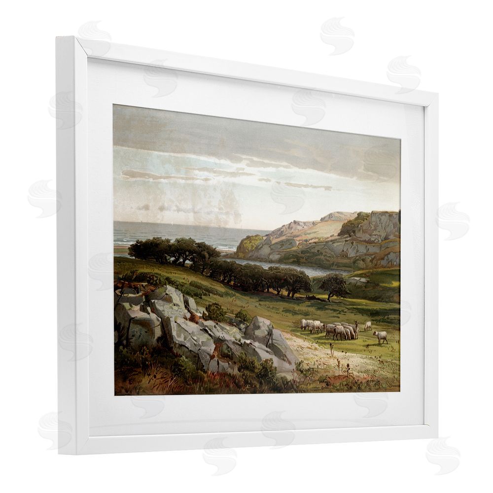 Lula Bijoux & co. Sheep in Passionate Landscape White Framed Print Under Glass Wall Art