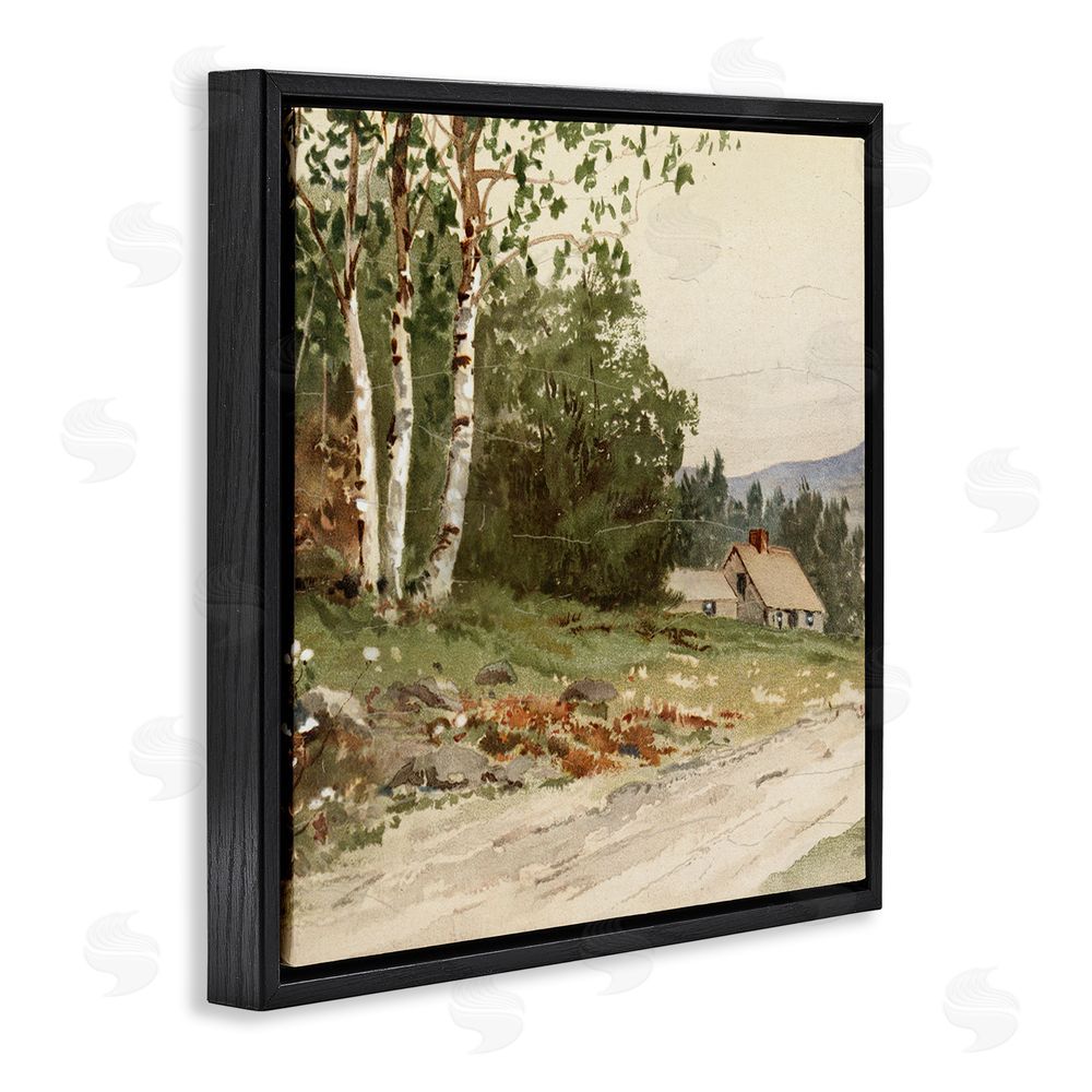 Lula Bijoux & co. Farm House Dirt Road Black Floating Frame Canvas Wall Art Print