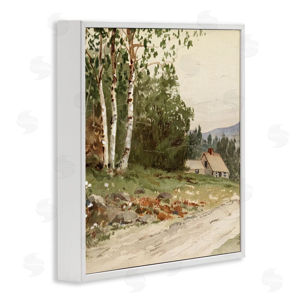 Lula Bijoux & co. Farm House Dirt Road White Framed Giclee Wall Art Print