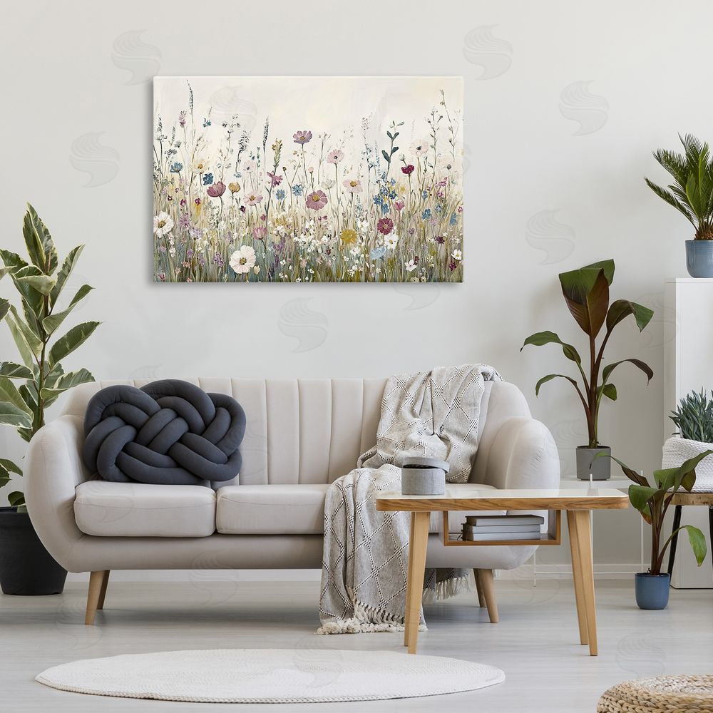 Kim Allen Spring Blooms Pastoral Meadow Stretched Canvas Wall Art in Room