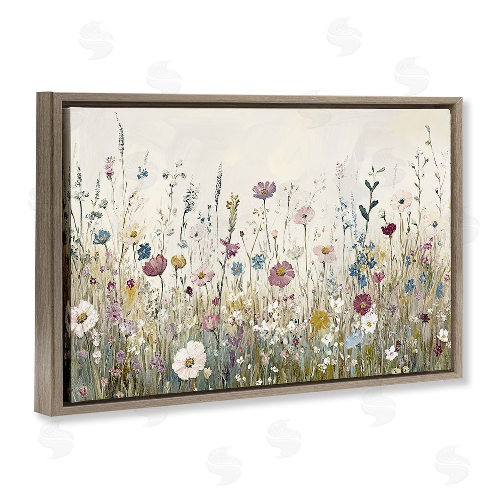 Kim Allen Spring Blooms Pastoral Meadow Brown Floating Frame Canvas Wall Art Print
