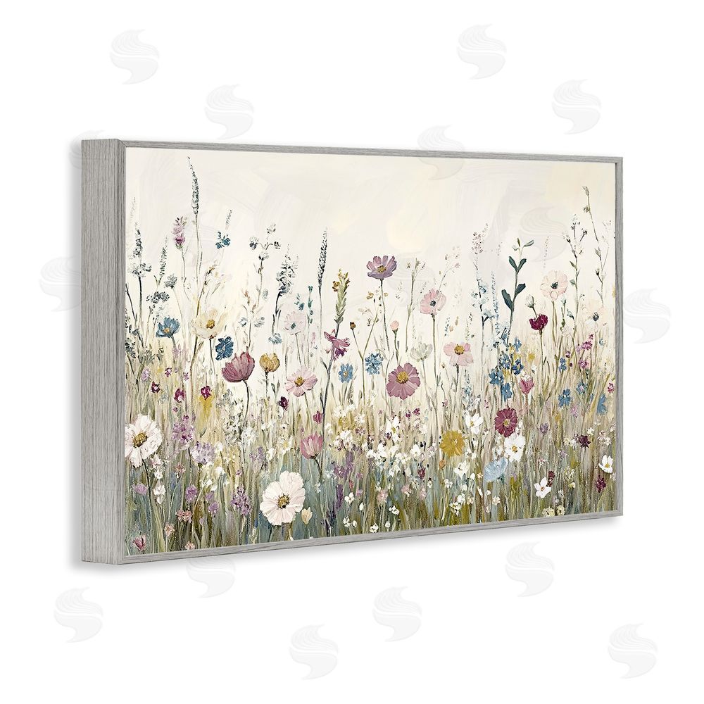 Kim Allen Spring Blooms Pastoral Meadow Gray Framed Giclee Wall Art Print