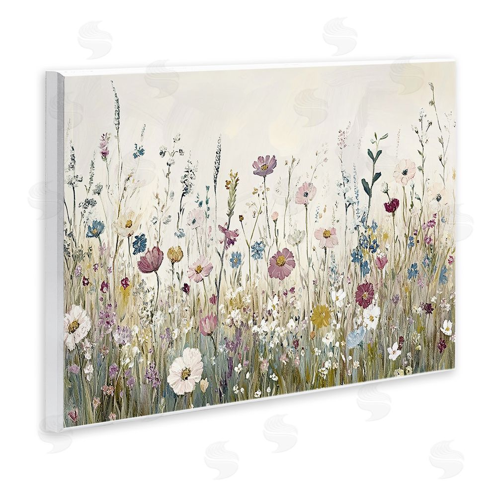 Kim Allen Spring Blooms Pastoral Meadow Wooden Wall Plaque Art Print