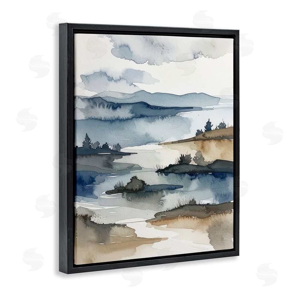 Alonza Saunders The Flow Of Water Black Floating Frame Canvas Wall Art Print