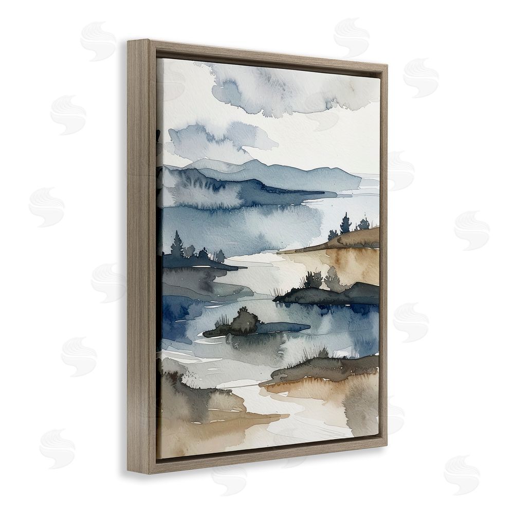 Alonza Saunders The Flow Of Water Brown Floating Frame Canvas Wall Art Print