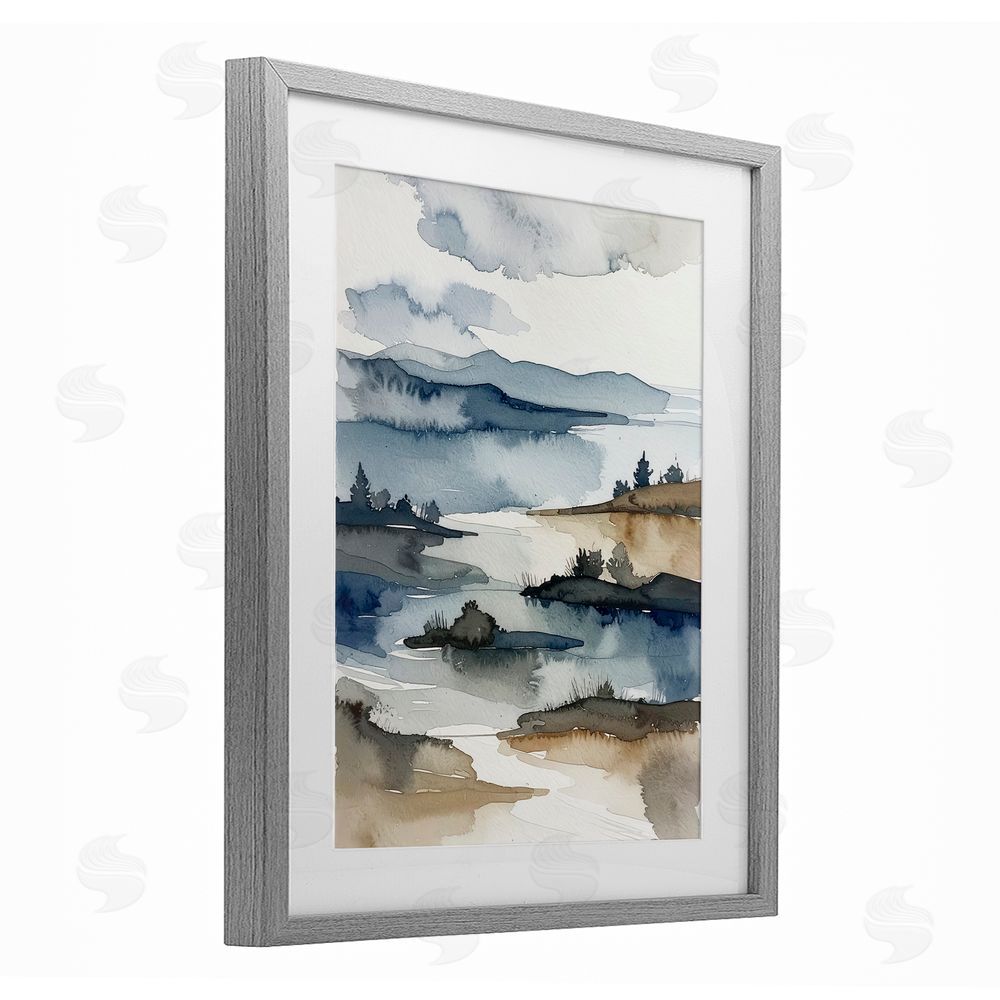 Alonza Saunders The Flow Of Water Gray Framed Print Under Glass Wall Art