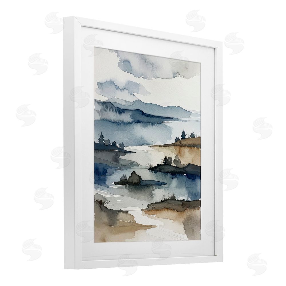 Alonza Saunders The Flow Of Water White Framed Print Under Glass Wall Art