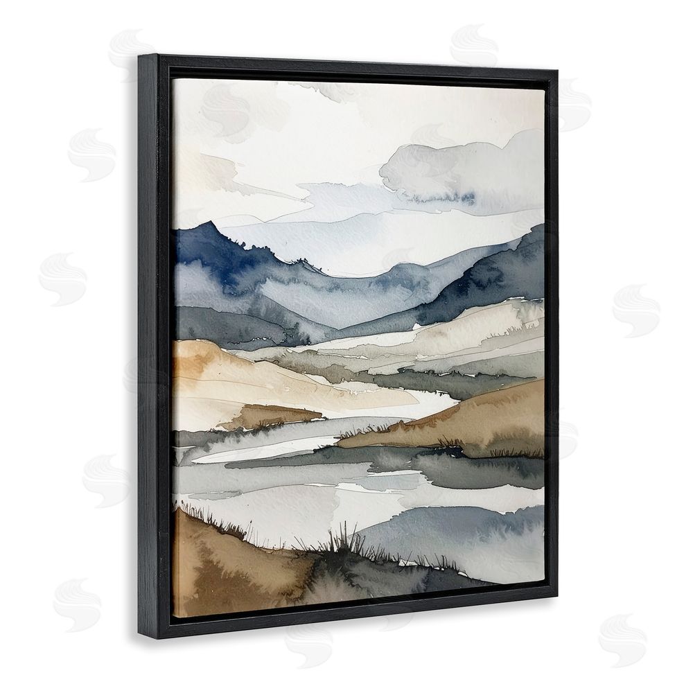 Alonza Saunders Flow Of Water River Black Floating Frame Canvas Wall Art Print
