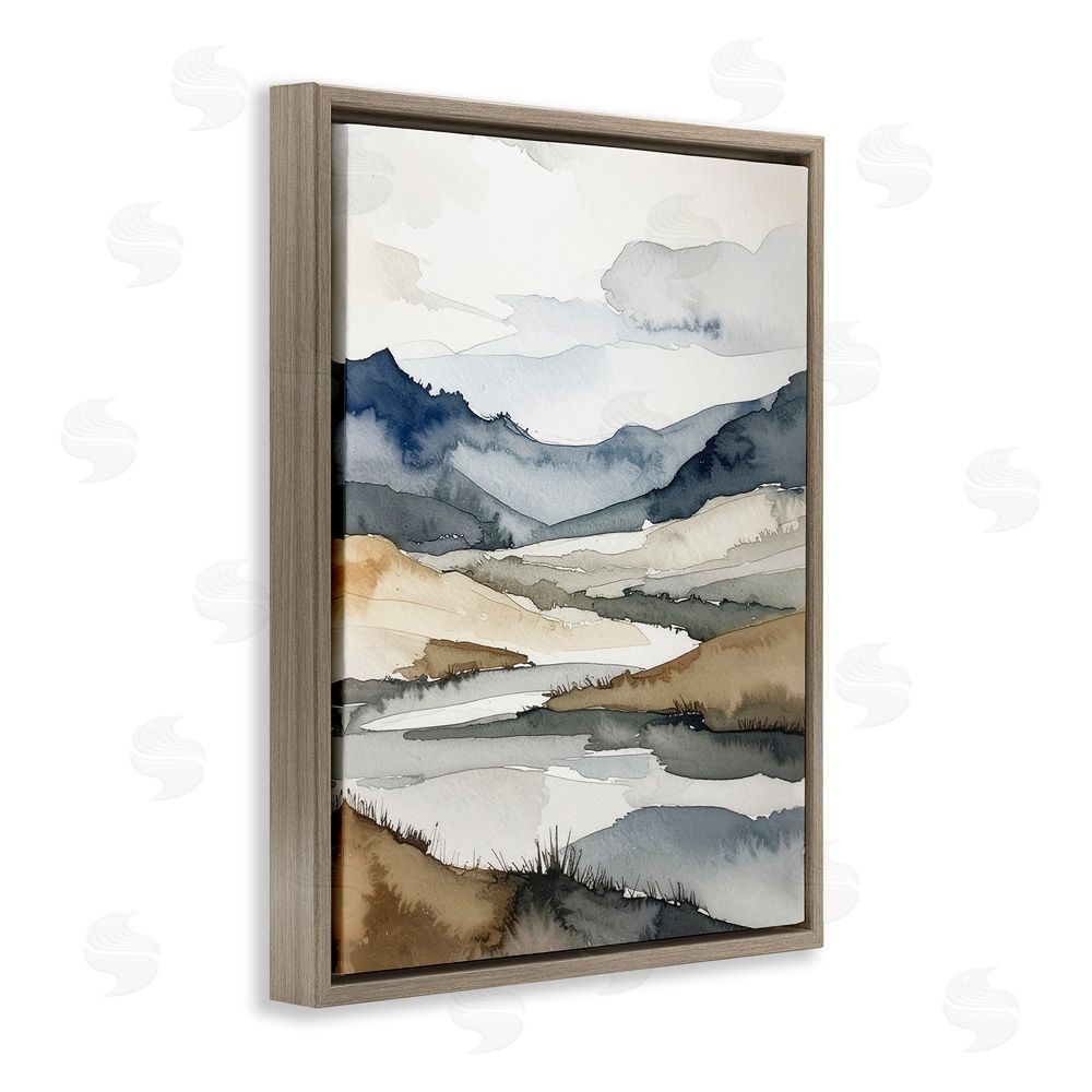 Alonza Saunders Flow Of Water River Brown Floating Frame Canvas Wall Art Print