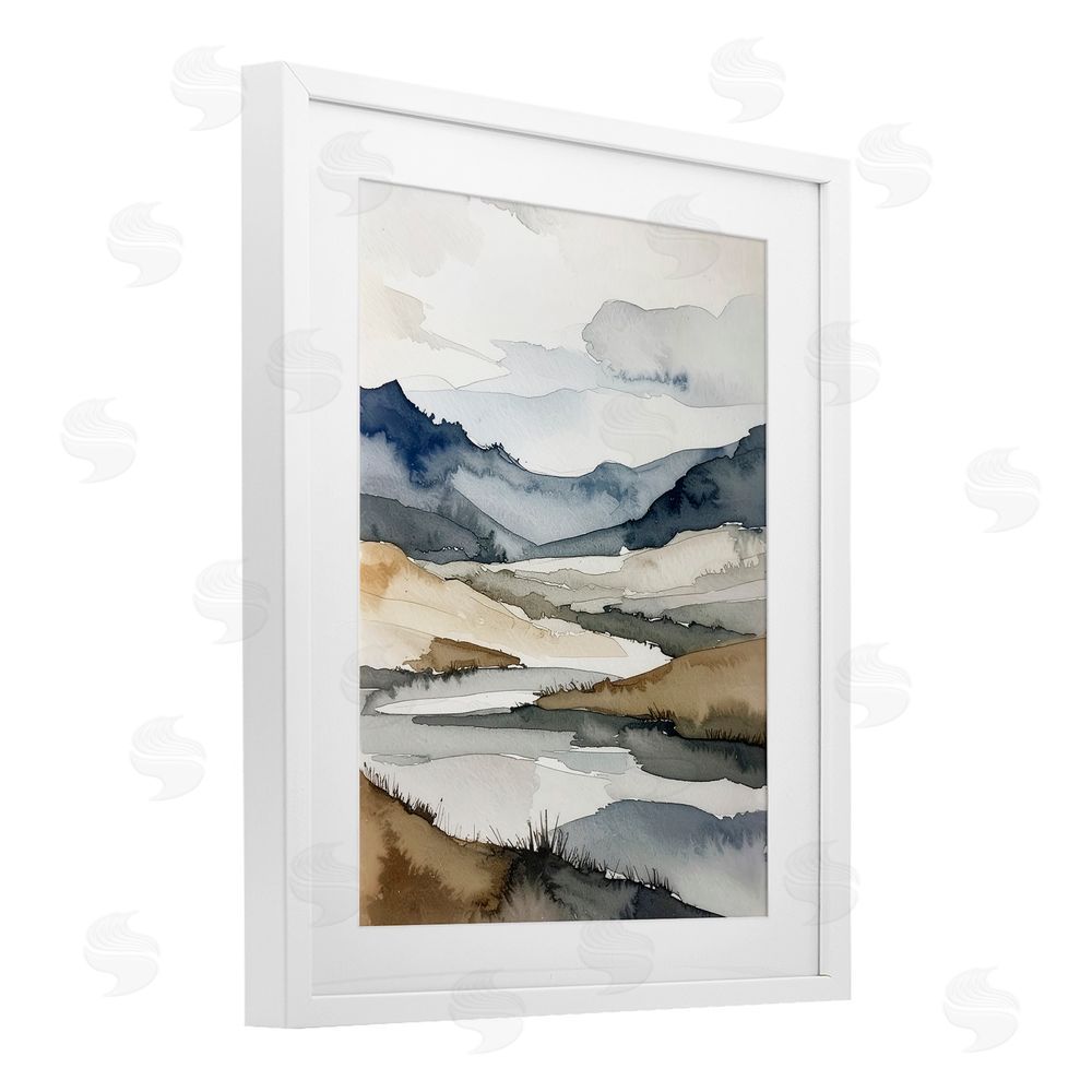 Alonza Saunders Flow Of Water River White Framed Print Under Glass Wall Art