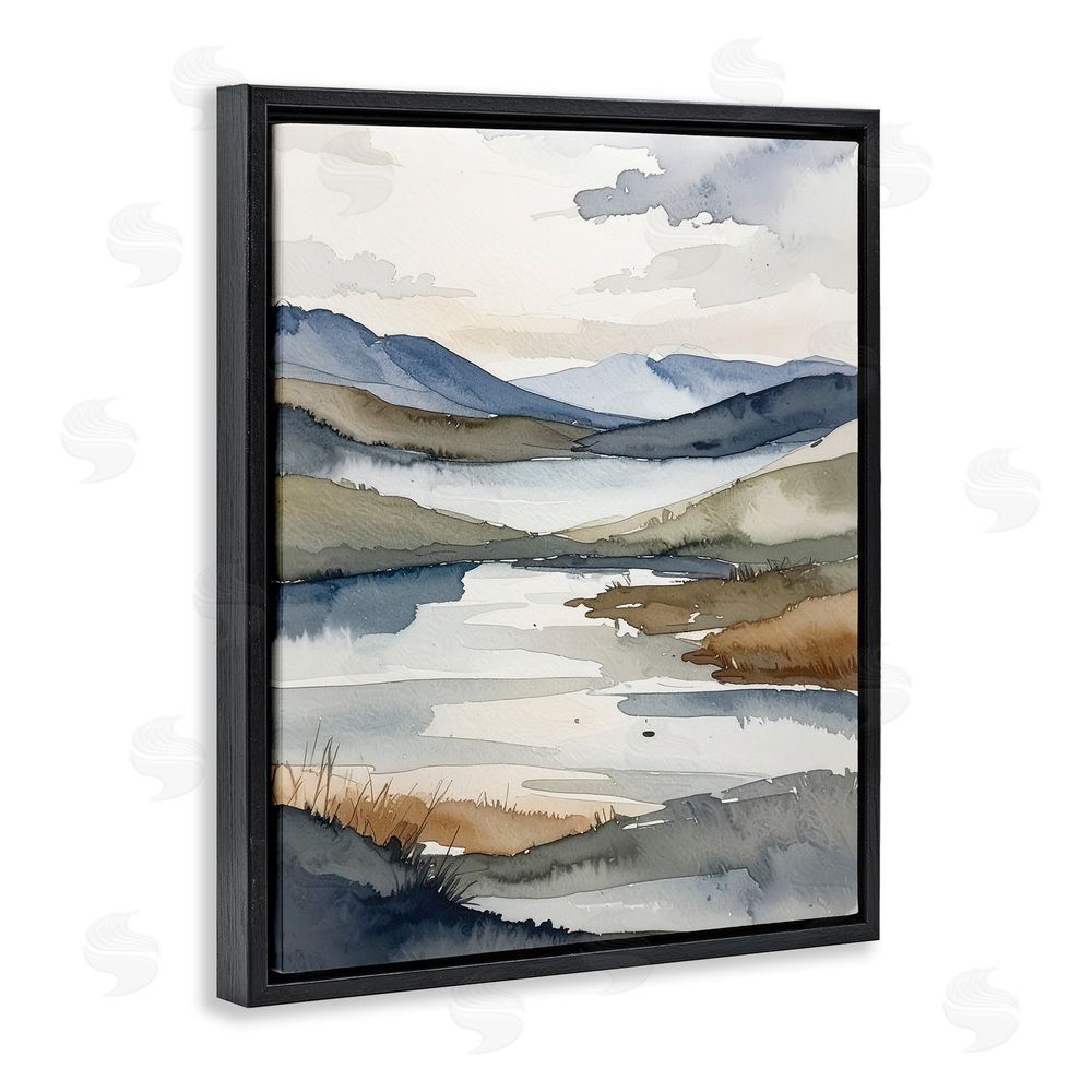 Alonza Saunders Flow Of Water Pond Black Floating Frame Canvas Wall Art Print