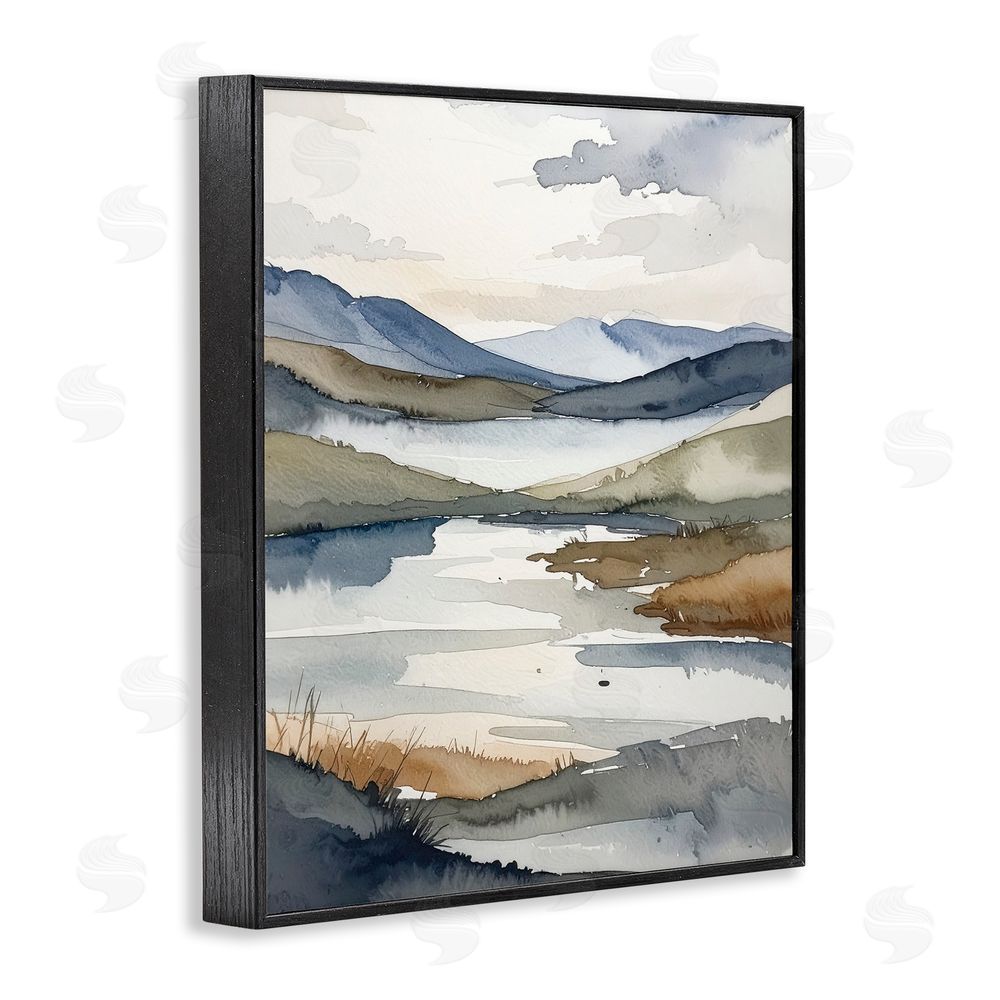 Alonza Saunders Flow Of Water Pond Black Framed Giclee Wall Art Print