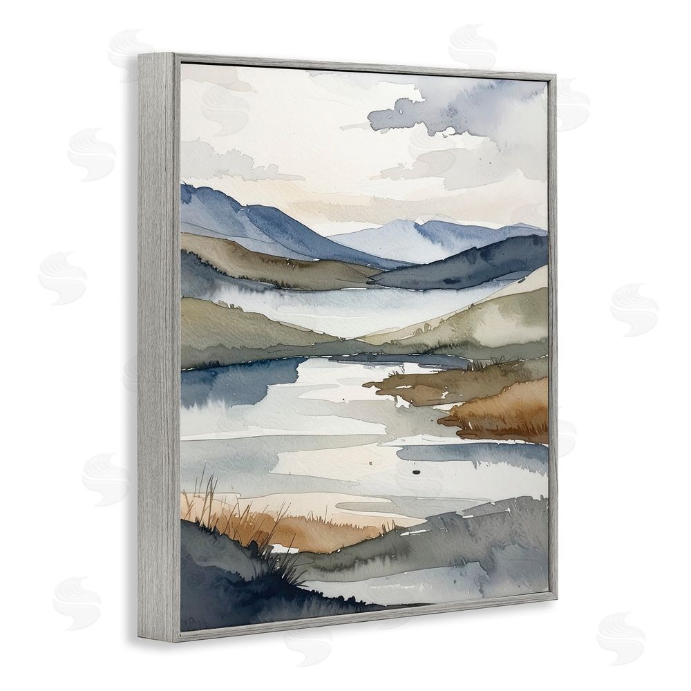 Alonza Saunders Flow Of Water Pond Gray Framed Giclee Wall Art Print