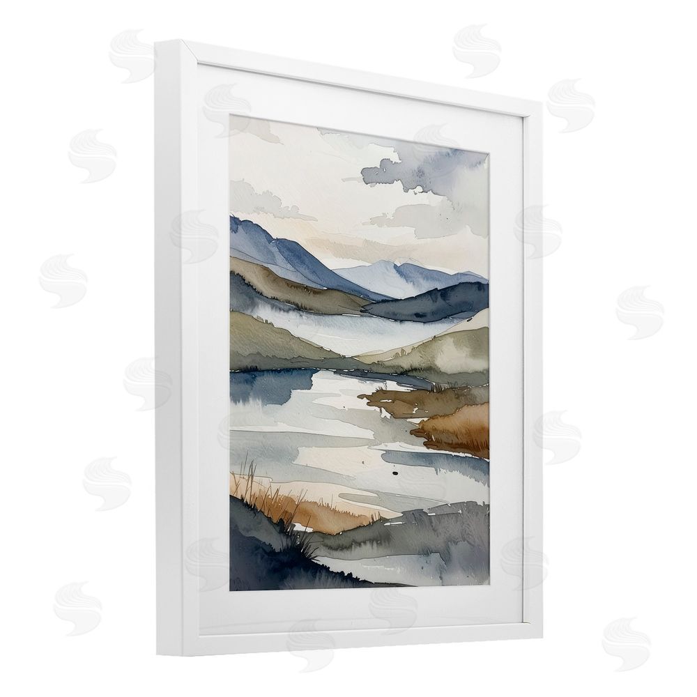 Alonza Saunders Flow Of Water Pond White Framed Print Under Glass Wall Art