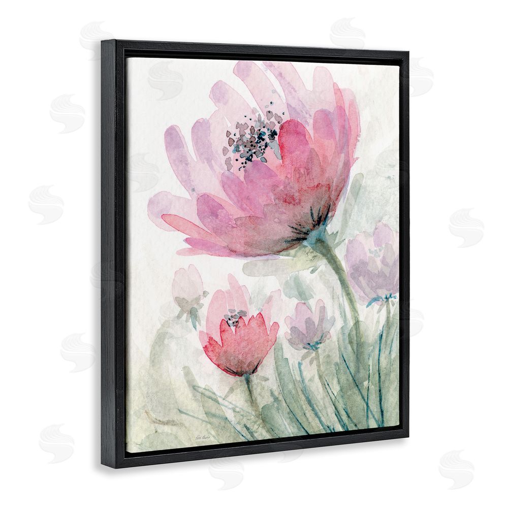 Patti Bishop Pink Flower Blossoms Black Floating Frame Canvas Wall Art Print
