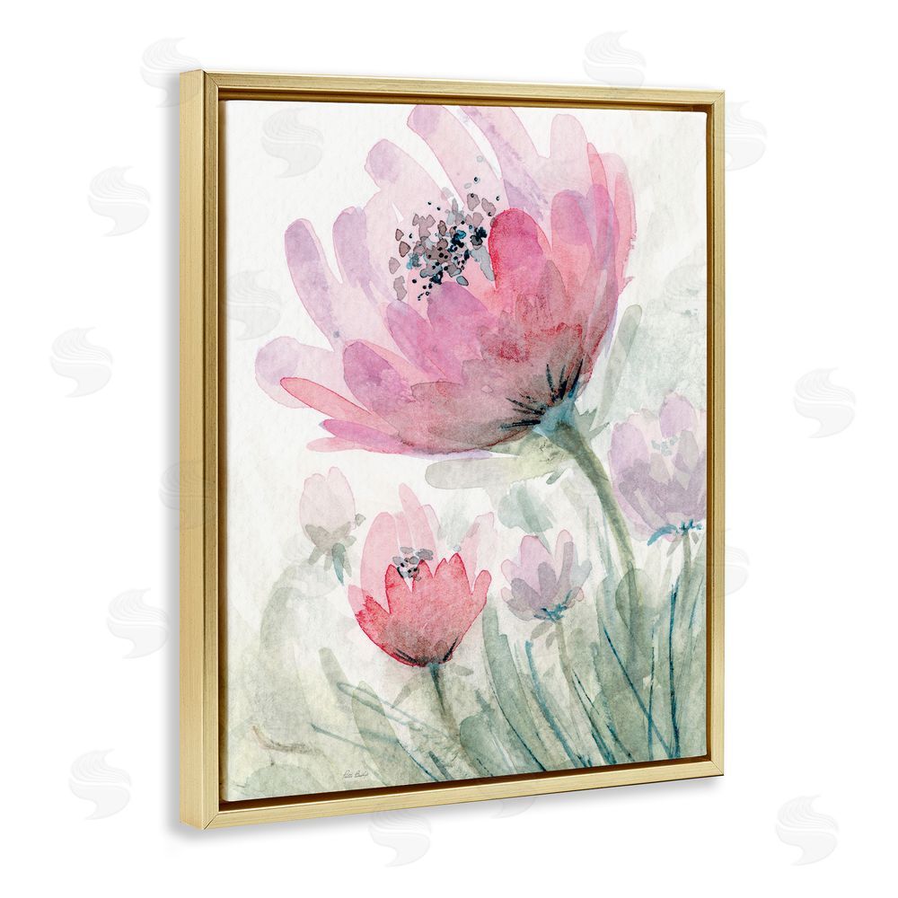Patti Bishop Pink Flower Blossoms Gold Floating Frame Canvas Wall Art Print