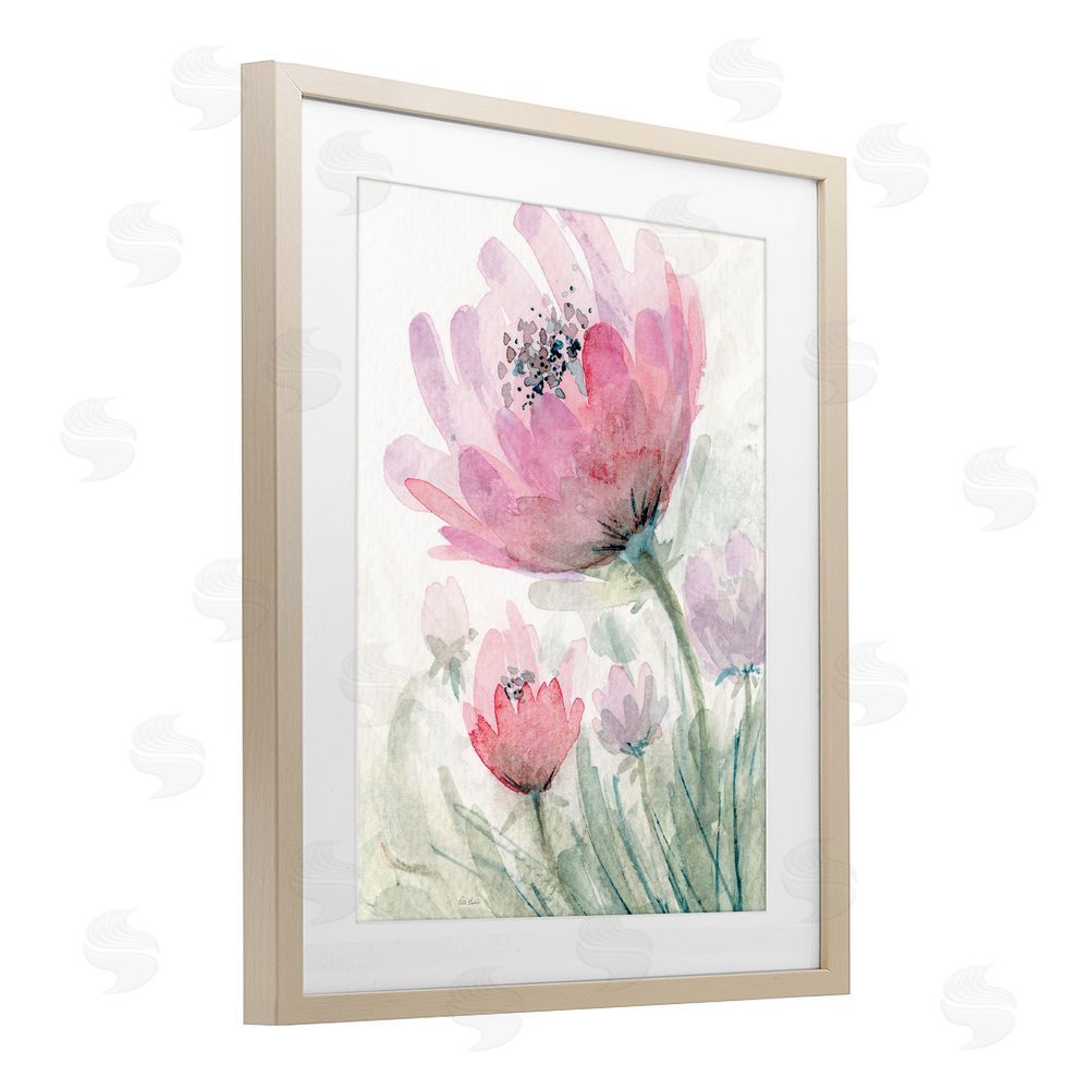 Patti Bishop Pink Flower Blossoms Brown Framed Print Under Glass Wall Art