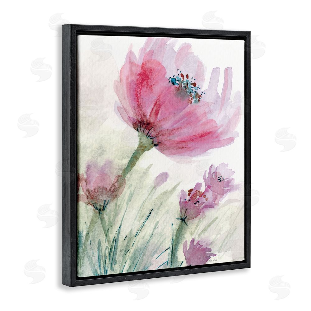 Patti Bishop Pink Flower & Speckled Stamen Black Floating Frame Canvas Wall Art Print