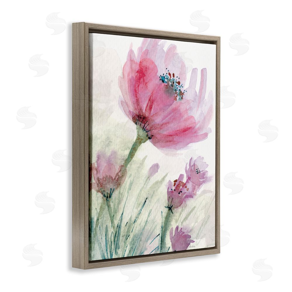 Patti Bishop Pink Flower & Speckled Stamen Brown Floating Frame Canvas Wall Art Print