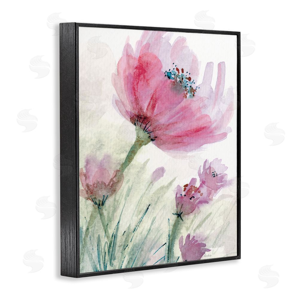 Patti Bishop Pink Flower & Speckled Stamen Black Framed Giclee Wall Art Print