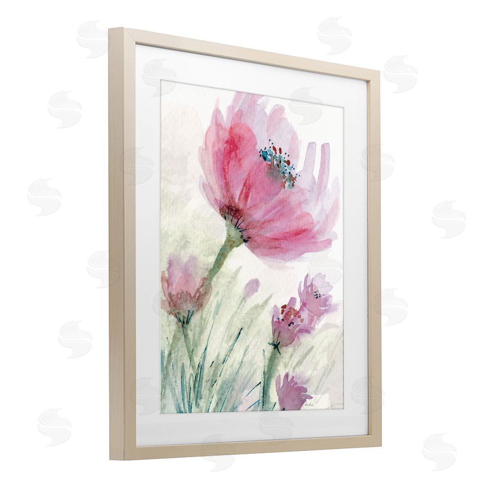 Patti Bishop Pink Flower & Speckled Stamen Brown Framed Print Under Glass Wall Art