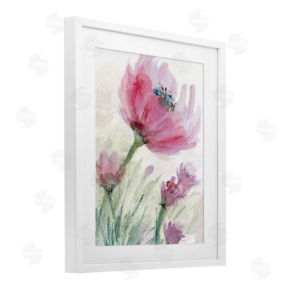 Patti Bishop Pink Flower & Speckled Stamen White Framed Print Under Glass Wall Art