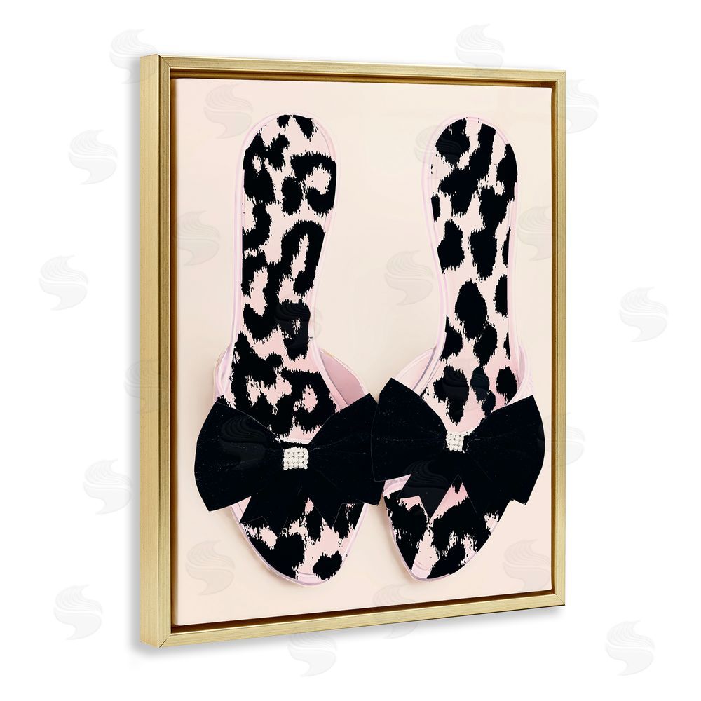 Annabelle Hall Cat Walk Spotted Shoes Gold Floating Frame Canvas Wall Art Print