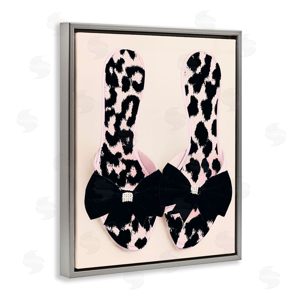 Annabelle Hall Cat Walk Spotted Shoes Gray Floating Frame Canvas Wall Art Print