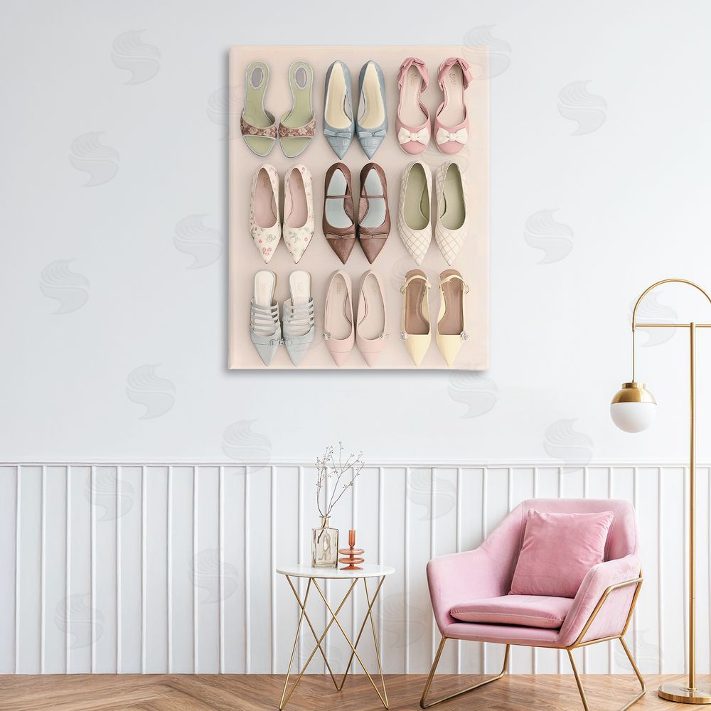 Annabelle Hall Beatrice's Closet Shoes Stretched Canvas Wall Art Print in Room