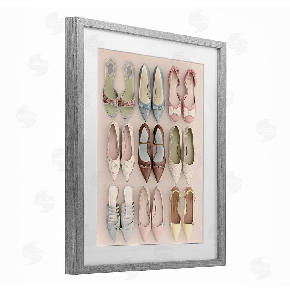 Annabelle Hall Beatrice's Closet Shoes Gray Framed Print Under Glass Wall Art