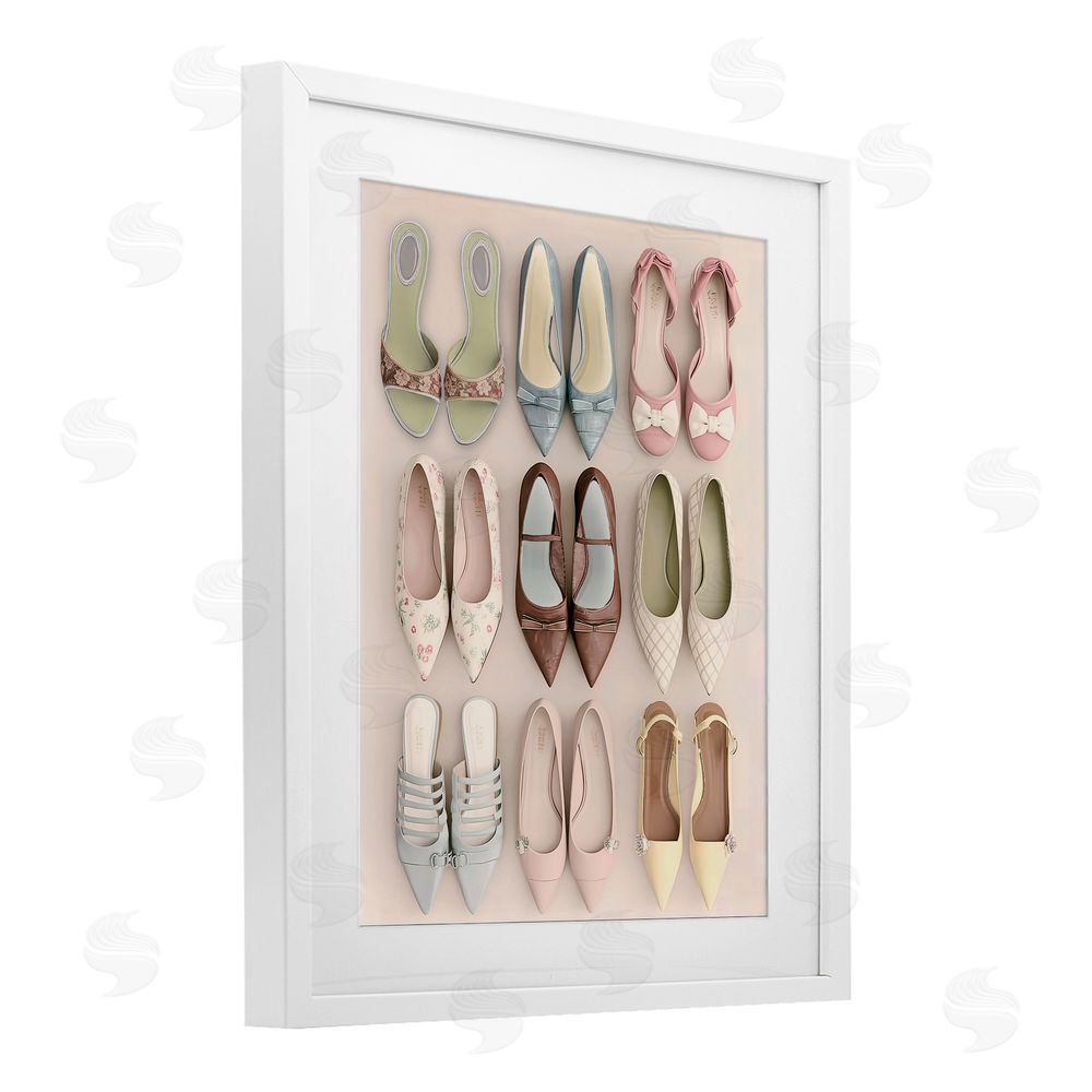 Annabelle Hall Beatrice's Closet Shoes White Framed Print Under Glass Wall Art