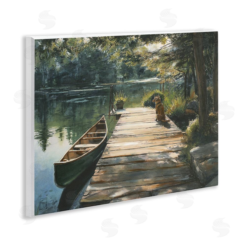 Sara Culpepper Lake Life Dog on Dock Wooden Wall Plaque Art Print