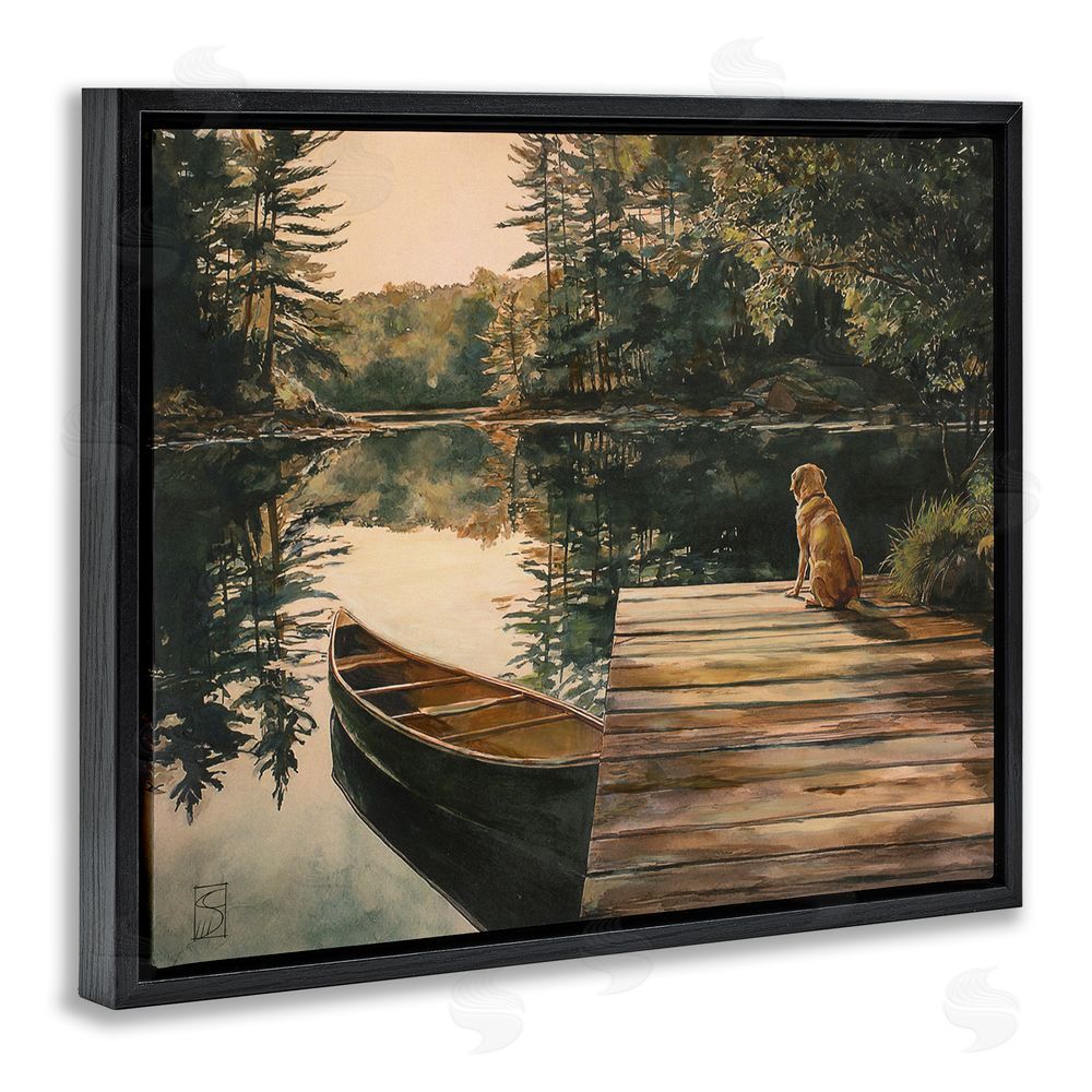 Sara Culpepper Lake Life at Sunset Black Floating Frame Canvas Wall Art Print