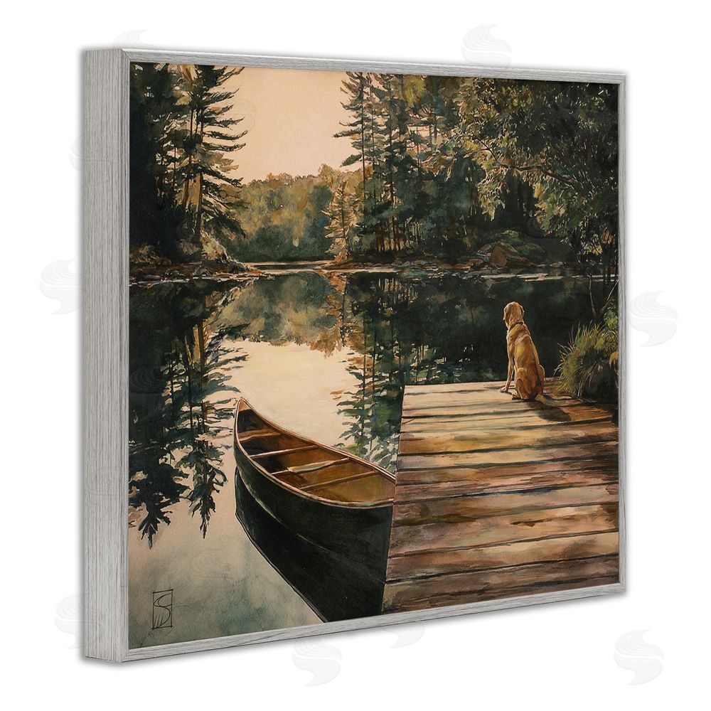 Sara Culpepper Lake Life at Sunset Gray Framed Giclee Print Wall Art