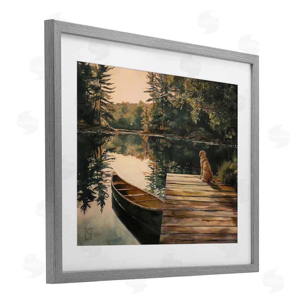 Sara Culpepper Lake Life at Sunset Gray Framed Print Under Glass Wall Art