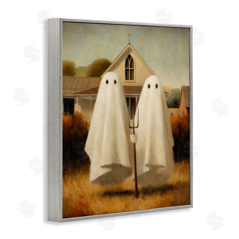 Arlington Prints American Gothic Ghosts Gray Framed Giclee Print Wall Art