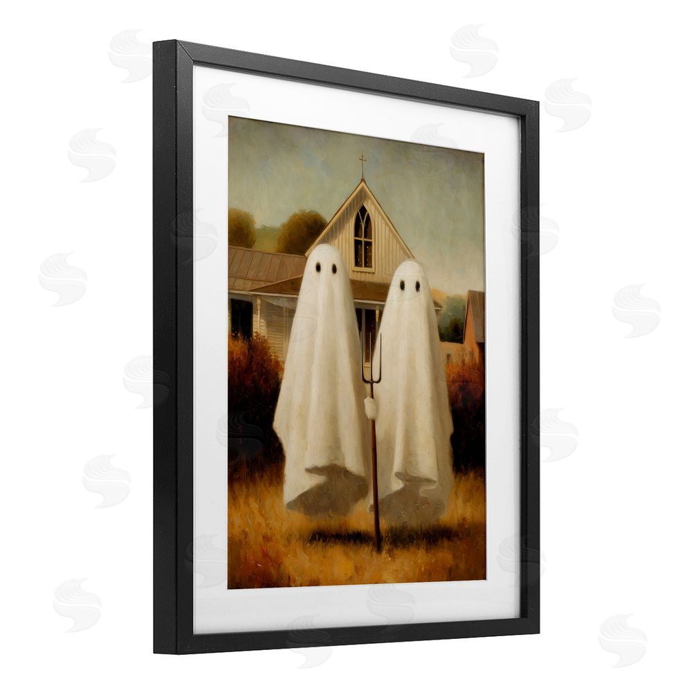 Arlington Prints American Gothic Ghosts Black Framed Print Under Glass Wall Art