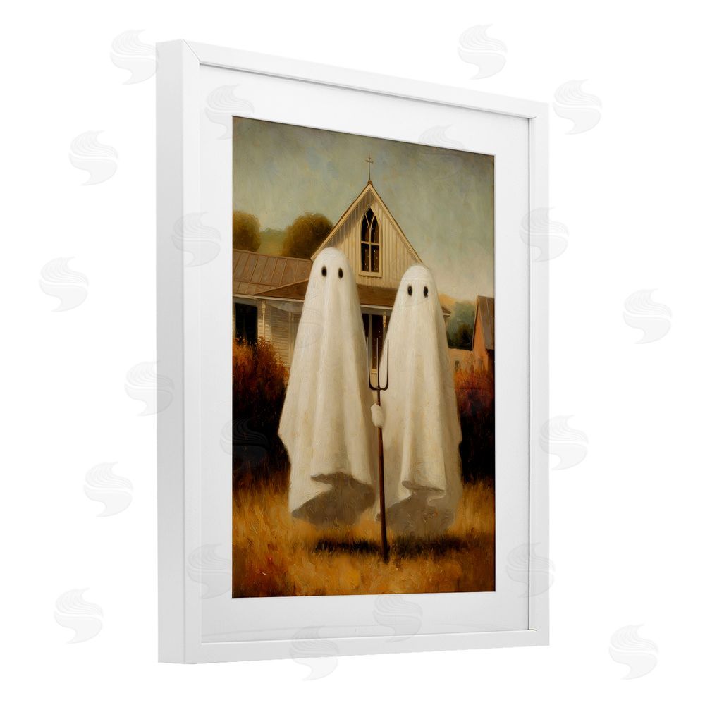 Arlington Prints American Gothic Ghosts White Framed Print Under Glass Wall Art