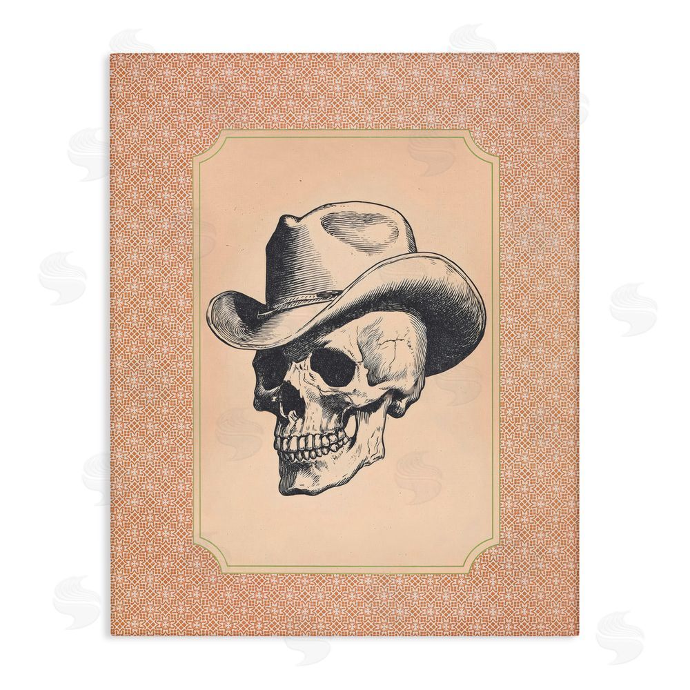 Arlington Prints Vintage Cowboy Skull Stretched Canvas Wall Art Print