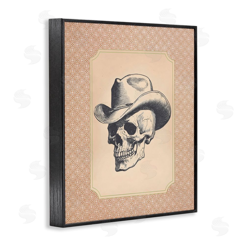 Arlington Prints Vintage Cowboy Skull Black Framed Giclee Print Wall Art