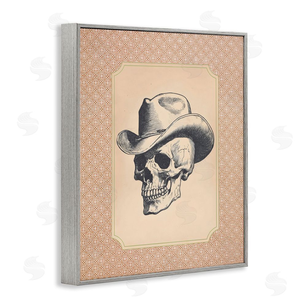 Arlington Prints Vintage Cowboy Skull Gray Framed Giclee Print Wall Art