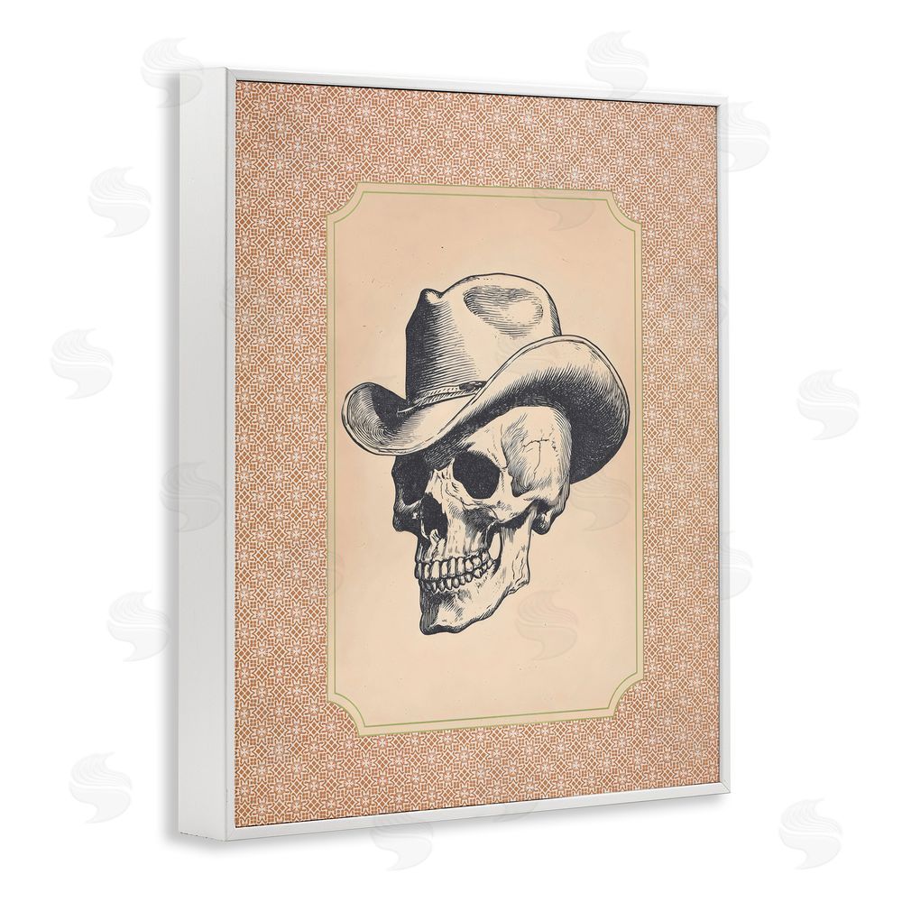 Arlington Prints Vintage Cowboy Skull White Framed Giclee Print Wall Art